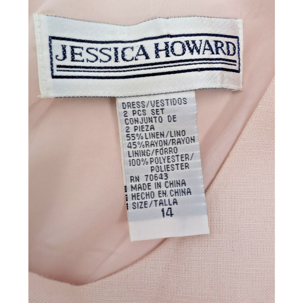 Vintage Linen Blend Long Maxi Dress Size 14 Blush Pink Beachy Feminine 90s - Picture 7 of 10